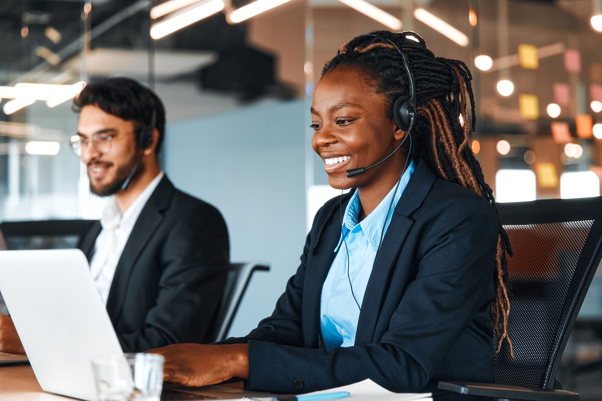 People working in a call center